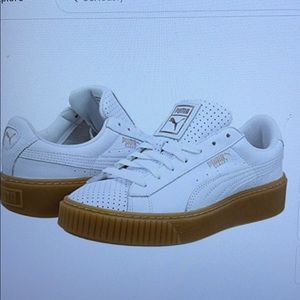 PUMA Basket Platform White Gum Sole Sneakers: sz 7